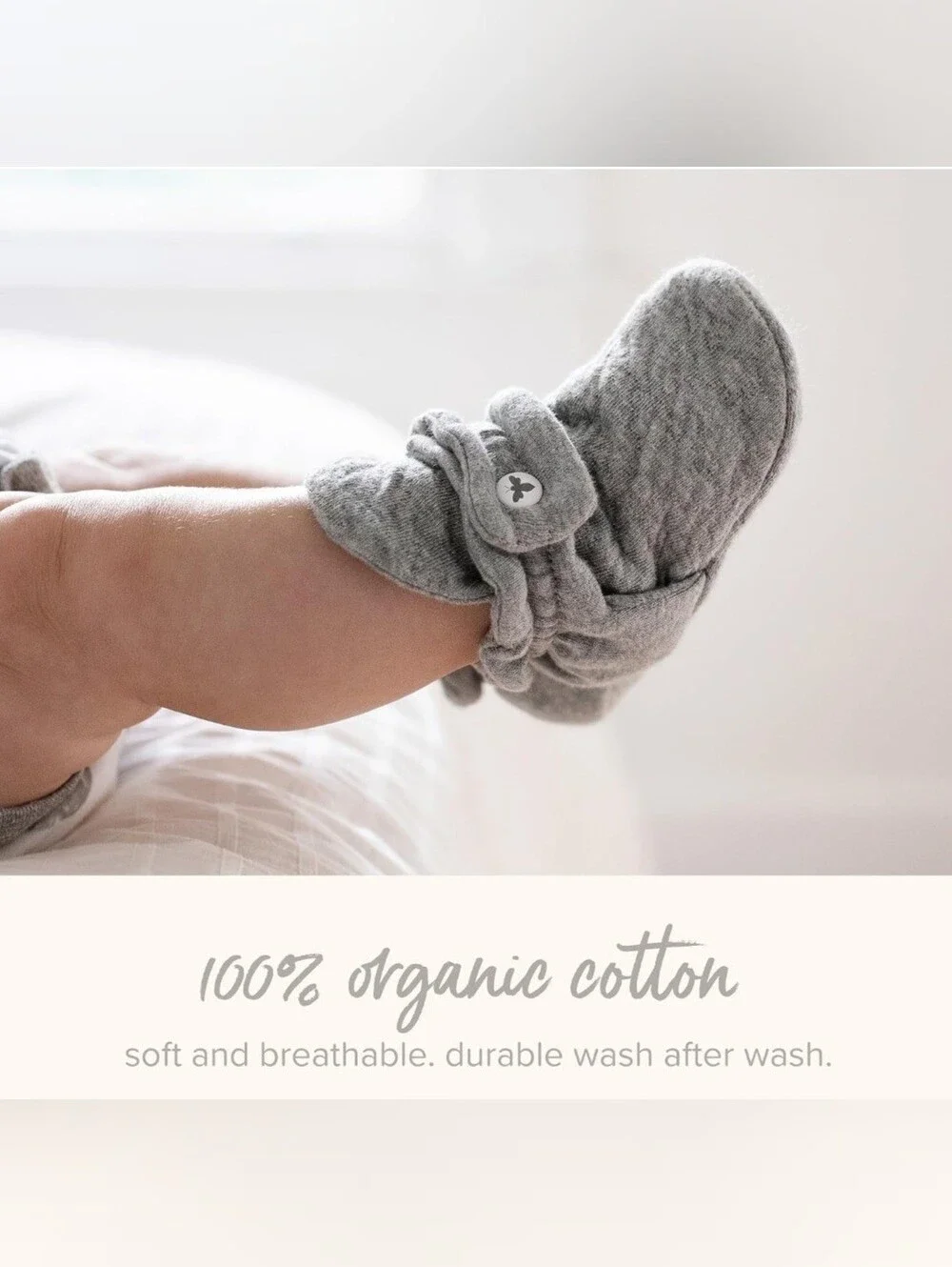 Burt's Bees Baby Grey Organic Cotton Booties